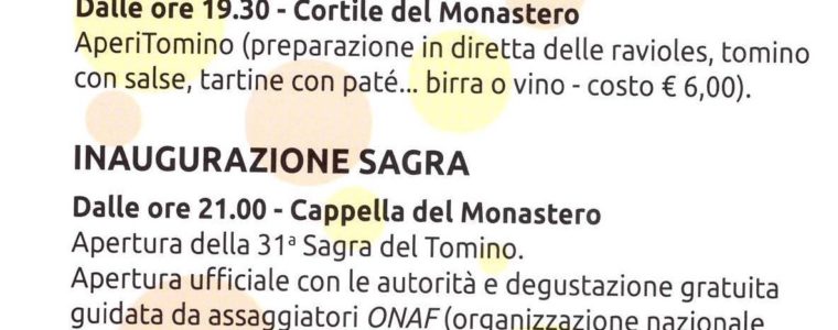 Sagra del Tomino 2019 – Giovedì 19 Settembre